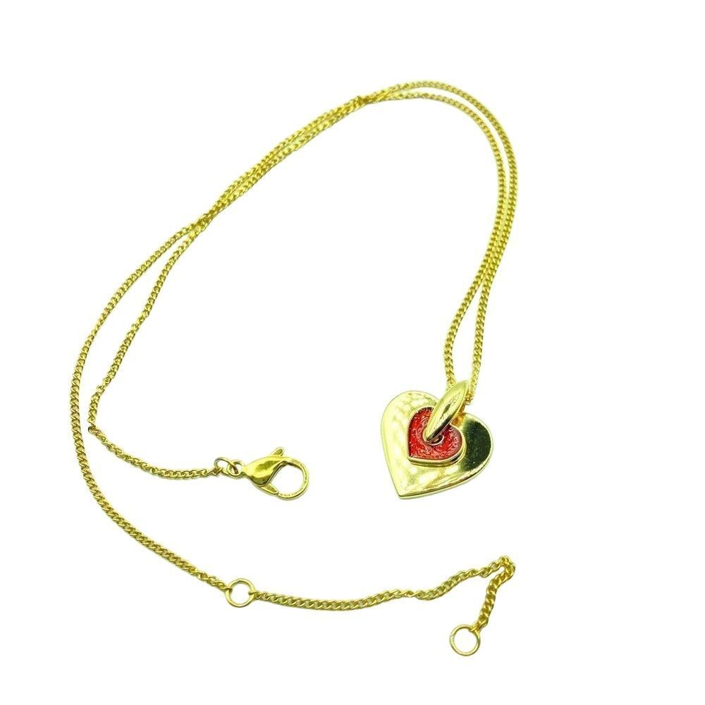 Gold Chain Pendant Gold And Red Enamel Heart Pendant Necklace